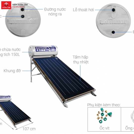 Máy nước nóng NLMT tấm phẳng Platinum 150L